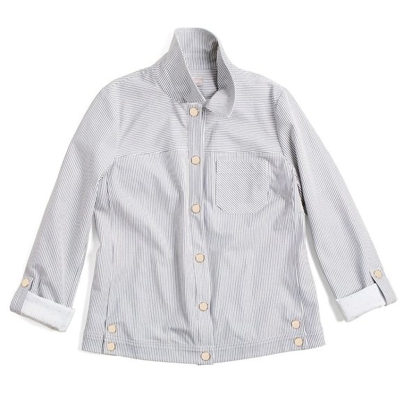 Chico's Striped Bi-Stretch Jacket Blue and White 3P - Picture 4 of 4